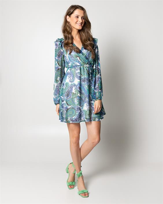 FALIA Women's V-Neck Dress in Lapis Blue - Elegant Casual & Party Wear for Women