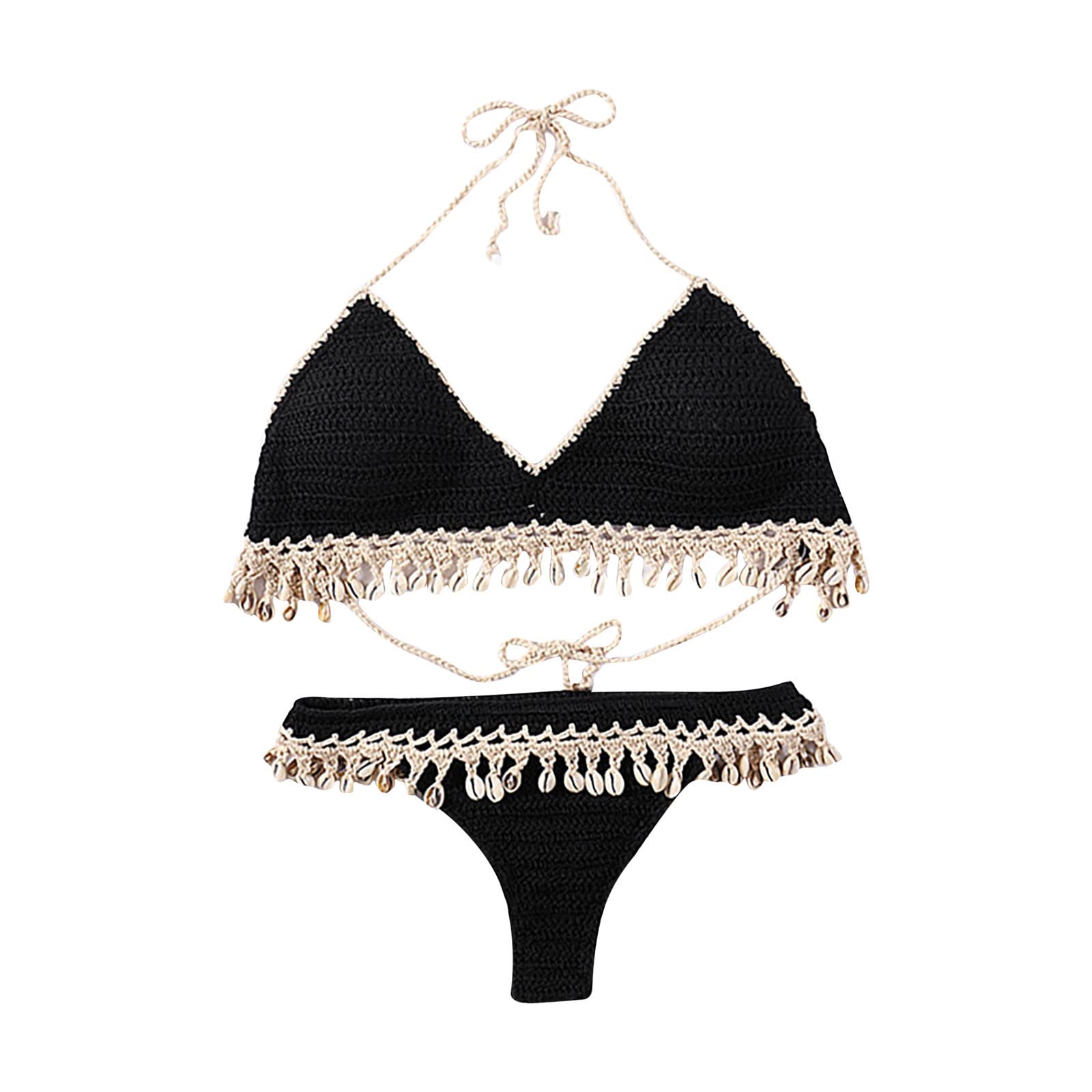 SHENGXINY Sexy String Bikini Swimsuit with Tassels - Beach & Pool Wear