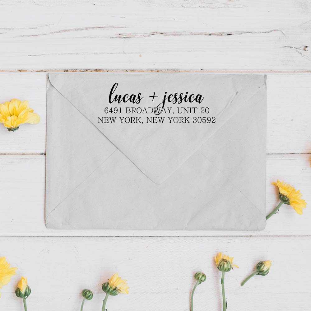 Custom Address Stamp - Personalized Self-Inking Stamp with 5 Unique Designs & 7 Ink Colors | Perfect for Wedding Invitations, Business Mail & Home Office Use (Design 5)
