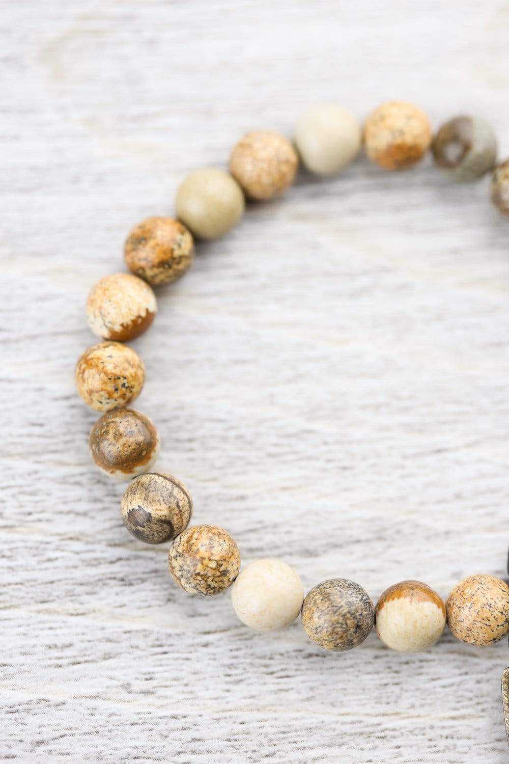 Grounding Picture Jasper Wrist Mala Beads - Natural Stone Meditation Bracelet for Stress Relief & Spiritual Healing | Yoga, Mindfulness & Energy Balancing Accessory
