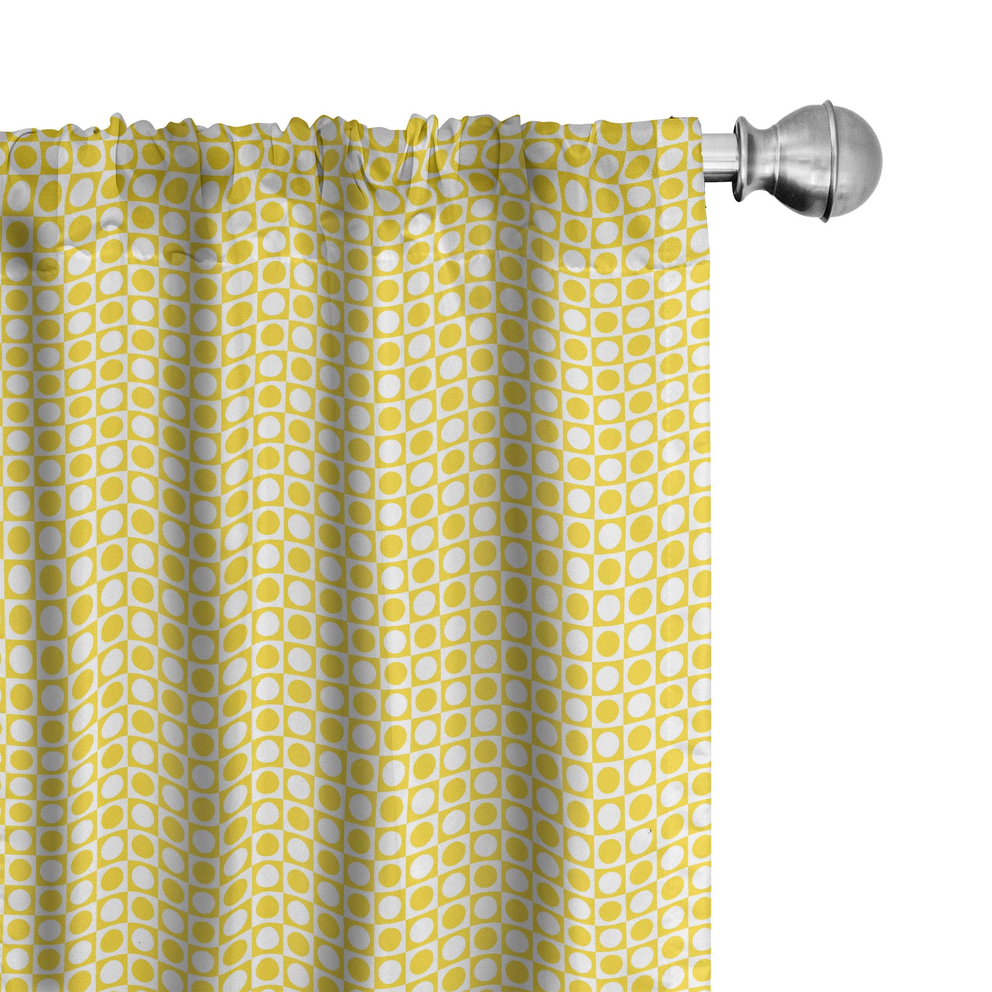 Ambesonne Yellow and White Geometric Print Curtains - 2 Panel Set, 28