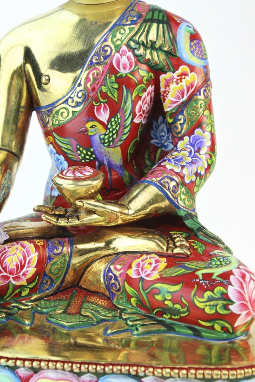 Hand Painted Unique 8.5 Inch Shakyamuni Buddha Statue - Meditation, Yoga, Home Altar & Spiritual Decor
