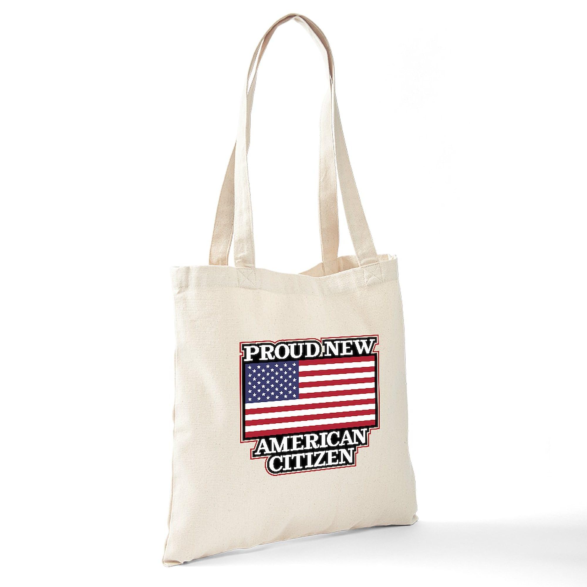 Proud New American Citizen Tote Bag - Natural Canvas Reusable Shopping Bag for Groceries, Beach & Everyday Use | Eco-Friendly & Durable