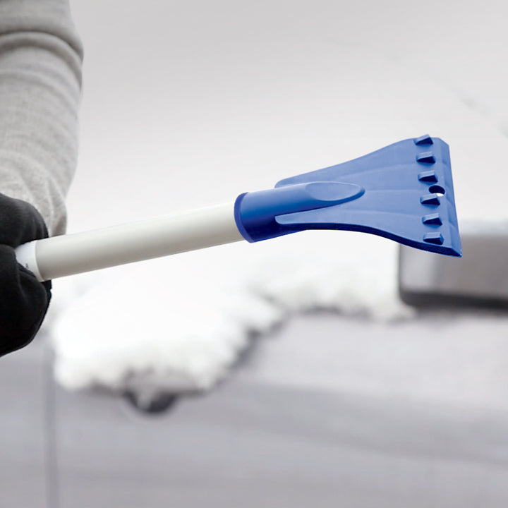 Snow Joe SJBLZD 4-in-1 Multi-Purpose Auto Snow Tool Kit with Storage Bag | Snow Broom, Ice Scraper, Brush & Shovel Combo (Blue) | Perfect for Winter Car Cleaning & Driveway Snow Removal