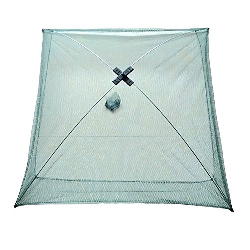 Foldable Nylon Fishing Net - 80Cm Mesh Bait Trap for Crabs, Shrimp & Small Fish | Portable Cast Dip Net for Freshwater & Saltwater Fishing | Ideal for Beach, River & Boat Fishing