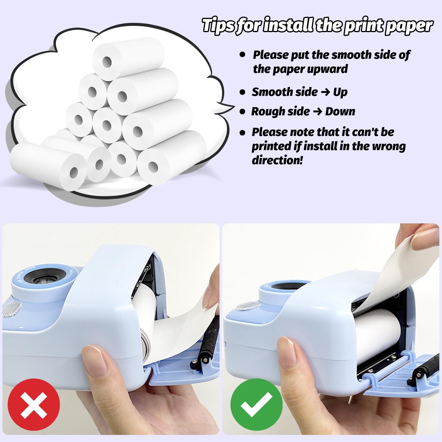 MasterBee Instant Print Camera Thermal Paper - 12 Rolls BPA-Free Refill for Photo Printing | Perfect for Polaroid Cameras, DIY Scrapbooking & Photo Albums