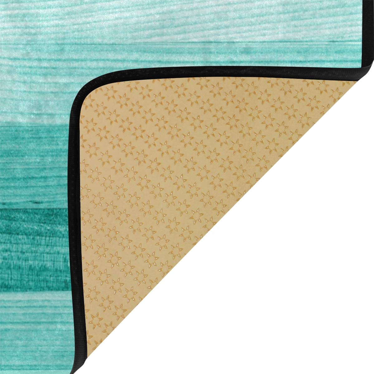 Vintage Teal Kitchen Rug - Non-Slip Washable Mat for Kitchen & Bathroom - 39x20 Inch