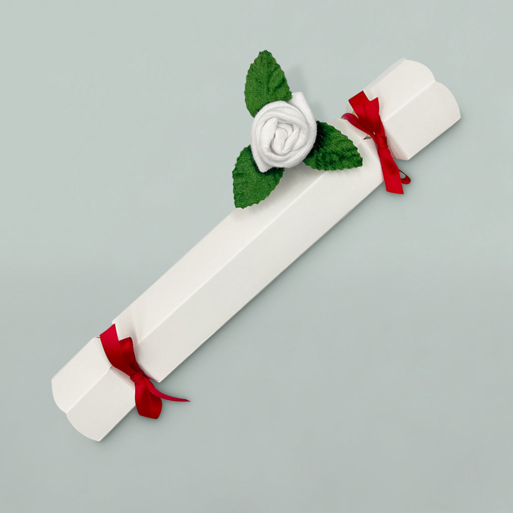 Baby's First Christmas Rosebud Sock Cracker - White Holiday Baby Gift for Newborns & Infants - Perfect for Christmas Stockings, Photo Props & Keepsakes