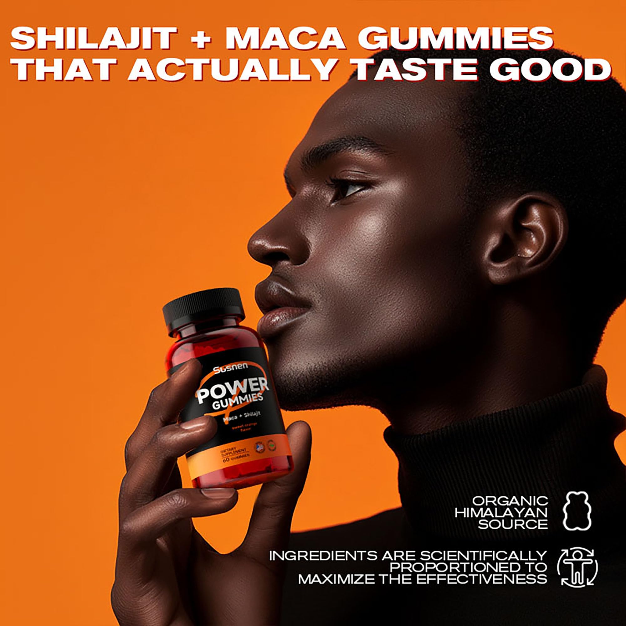Organic Power Gummies with Maca & Pure Himalayan Shilajit - Inositol Gummies for Energy Boost & Nutrient Absorption - 60 Count - Supports Stamina & Wellness for Active Lifestyles, Workouts & Daily Vitality