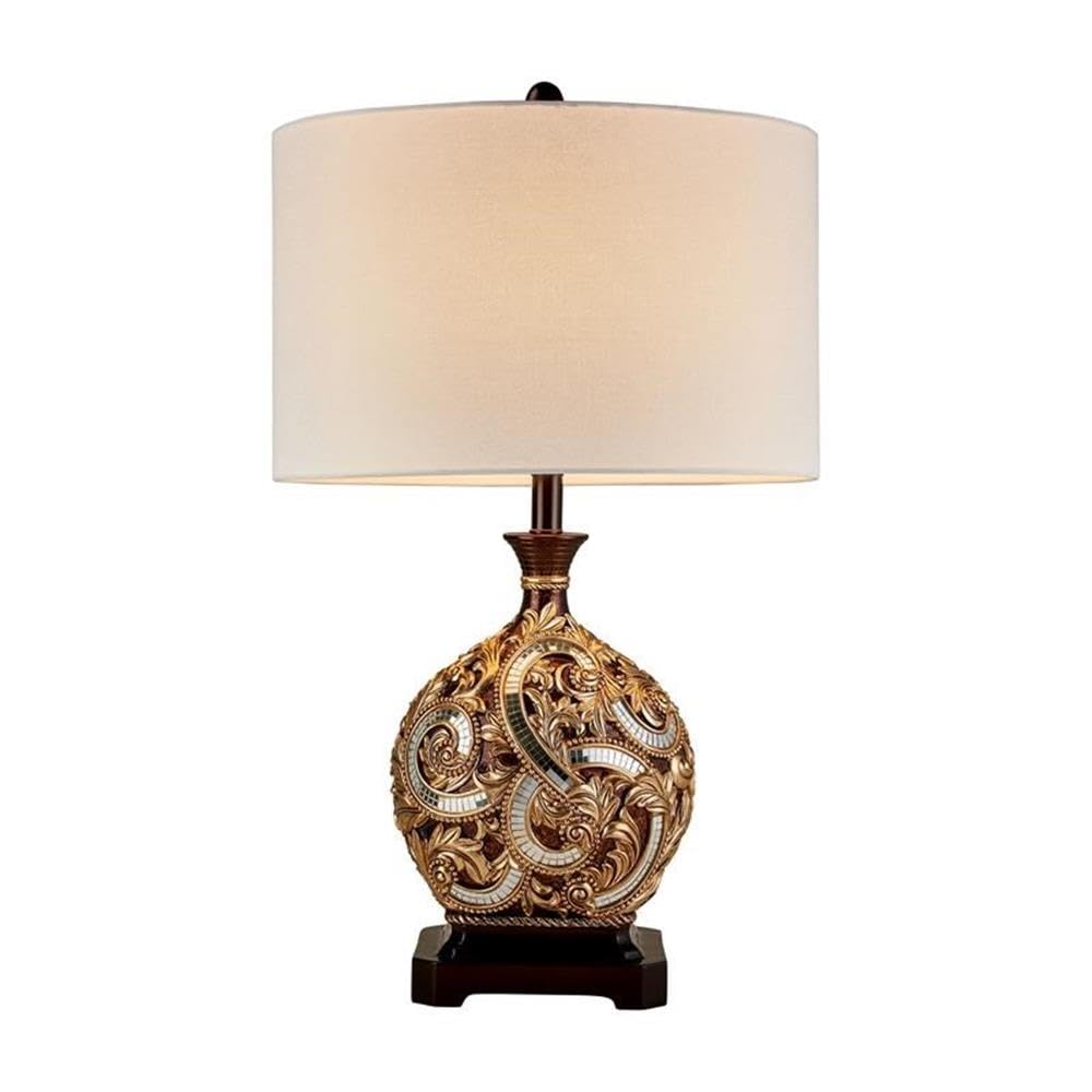 Furniture of America Clarendon Traditional Gold Metal Table Lamp - Elegant Home & Office Lighting for Living Room, Bedroom, or Study