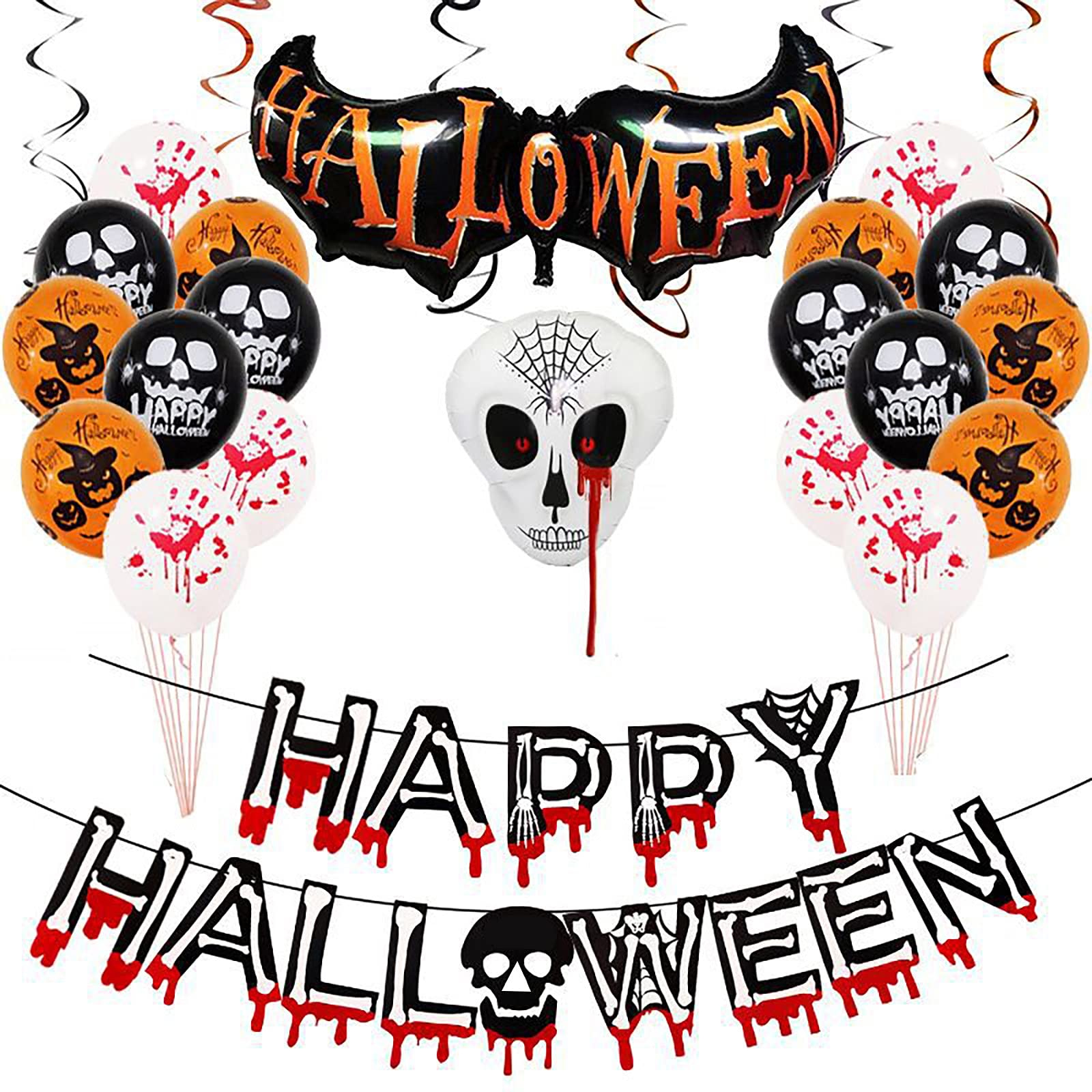 Tricky Film Aluminum Halloween Balloons Kit - Spooky Party Decorations, Home Decoration for Halloween, Birthday & Special Events - 12-Pack Balloons Set for DIY Decor