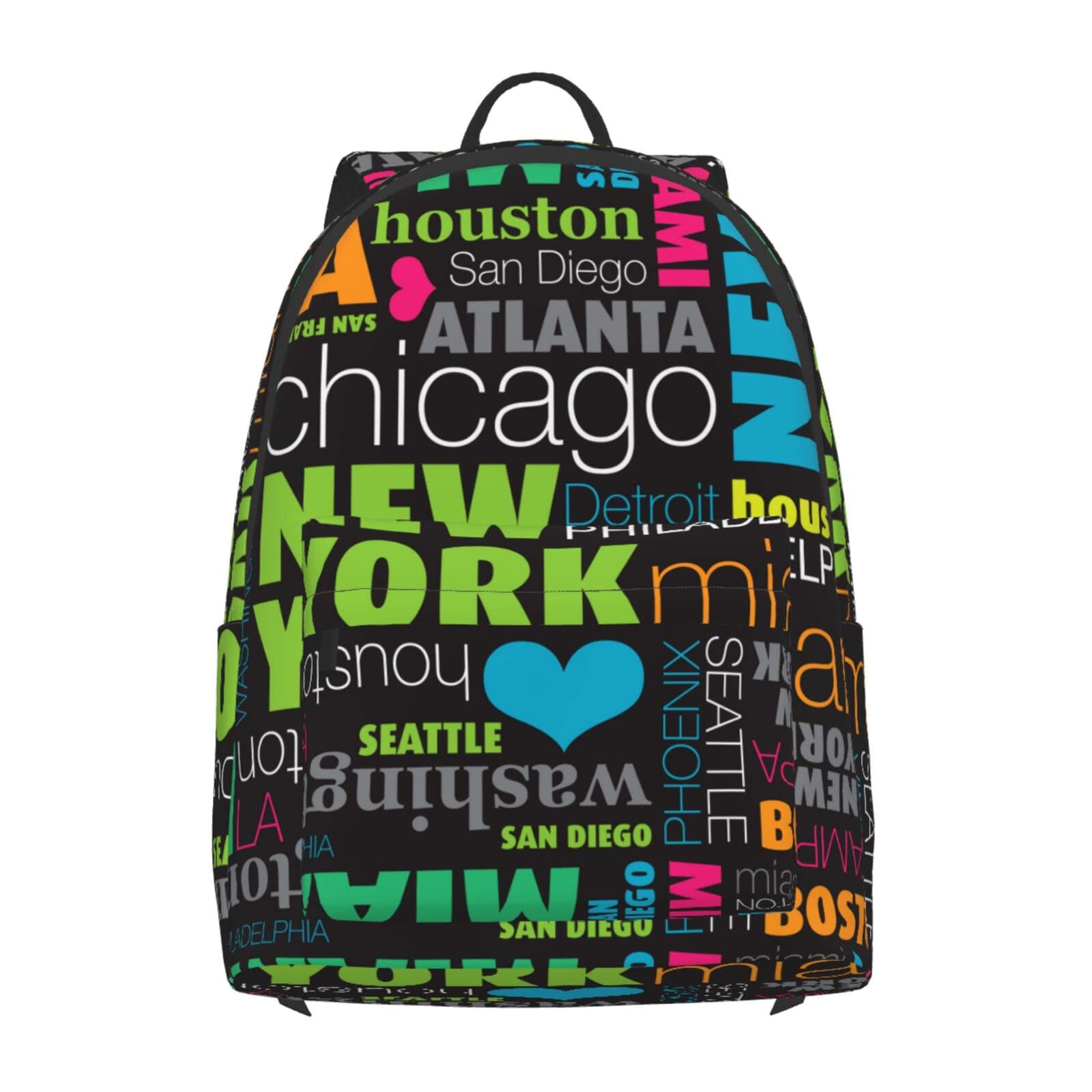 Delerain 16 Inch Laptop Backpack for School & Travel - Stylish USA City Print Bookbag, Durable Shoulder Bag for College, Work & Daily Commute - Perfect for Students, Professionals & Urban Explorers