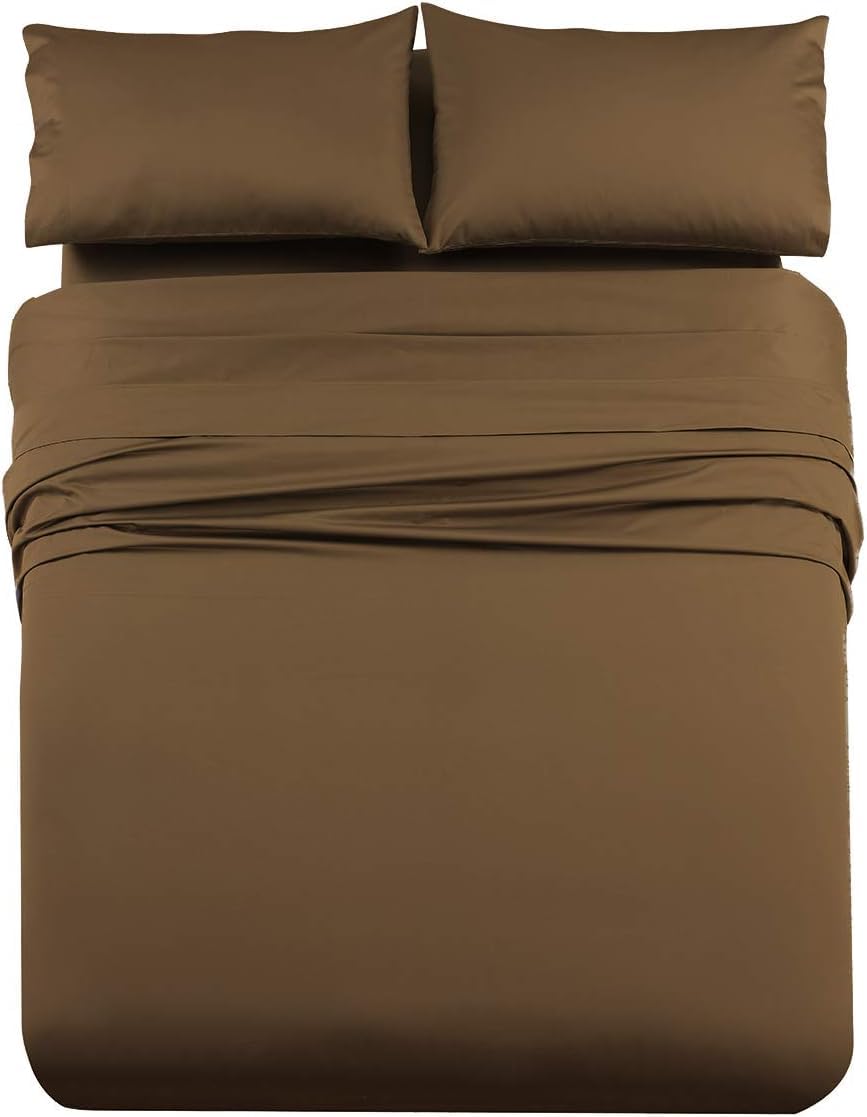 Royal Hotel Luxury 1000 Thread Count 100% Cotton 4-Piece Bed Sheet Set - Heavyweight, Soft & Breathable Queen Size Deep Pocket Sheets in Taupe Brown - Perfect for Upscale Hotels, Guest Rooms & Master Bedrooms
