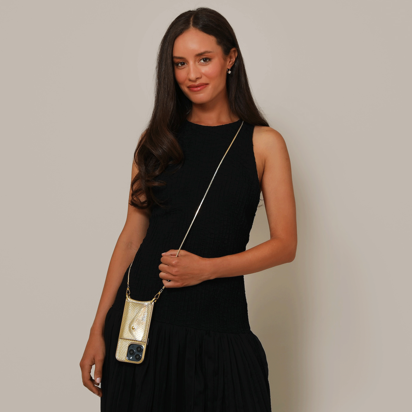 Gia Chrome Crossbody Phone Case - Gold & Chrome Gold - Stylish & Secure for Everyday Use, Travel & Shopping
