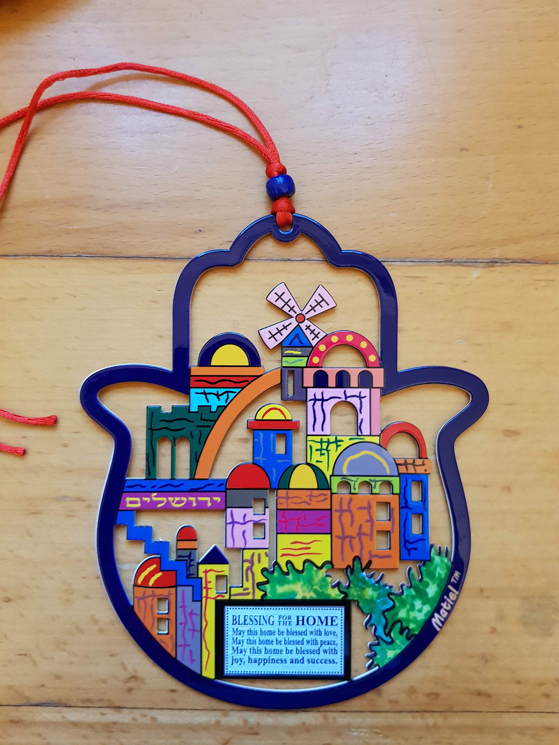 Metal Hamsa Jerusalem Wall Art - Colorful Home Blessing Decor for Passover & Jewish Holidays | Holyland Gifts for Housewarming, Wedding & Spiritual Protection