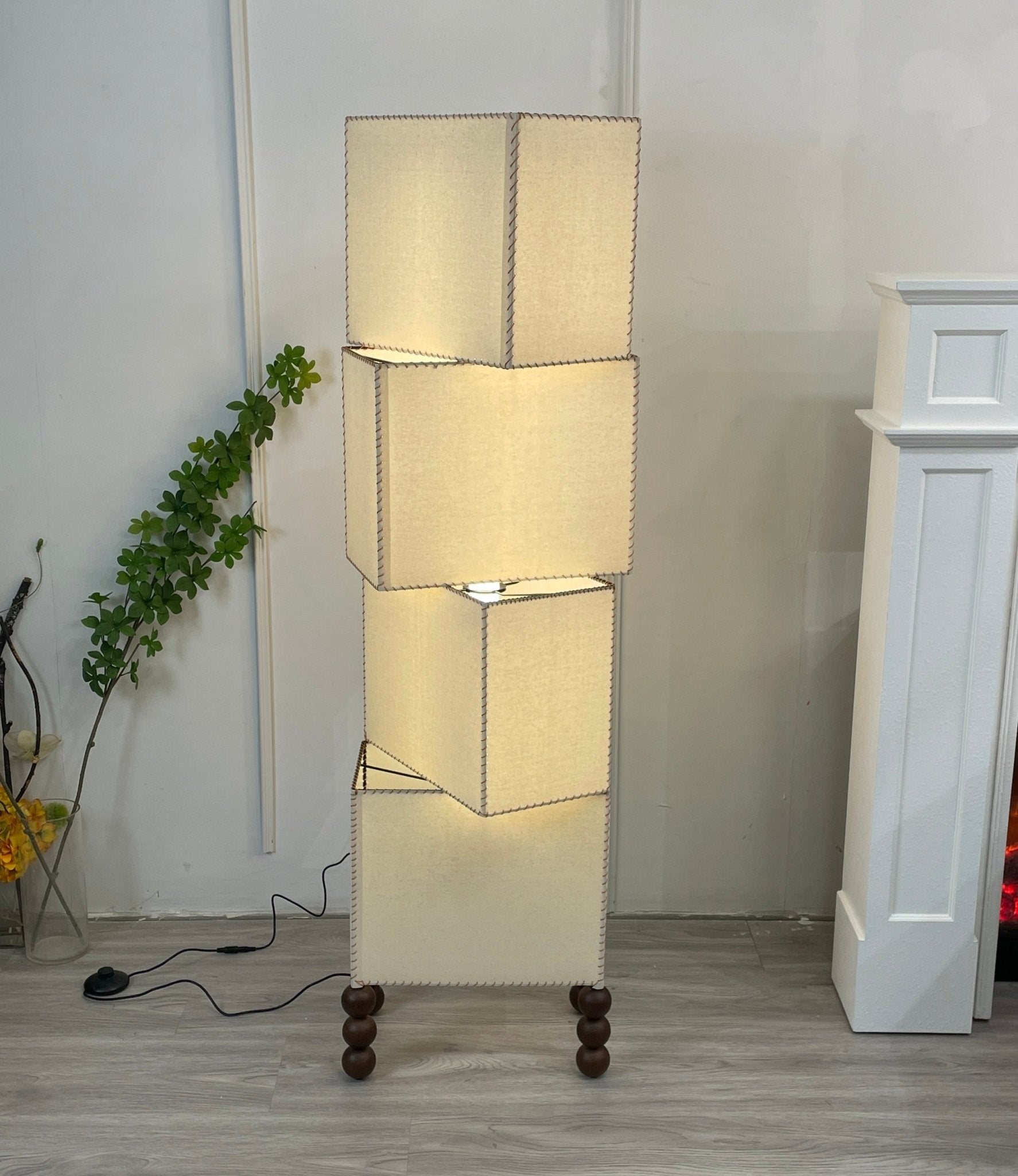 Modern Cubia Fabric Floor Lamp with Adjustable Height - Perfect for Living Room, Bedroom, and Office Lighting