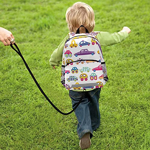 SUABO Colorful Cars Kids Backpack for Toddlers & Preschoolers - Durable School Backpack for Boys & Girls - Lightweight Travel Daycare Bag for Kindergarten, Outings & Daily Use