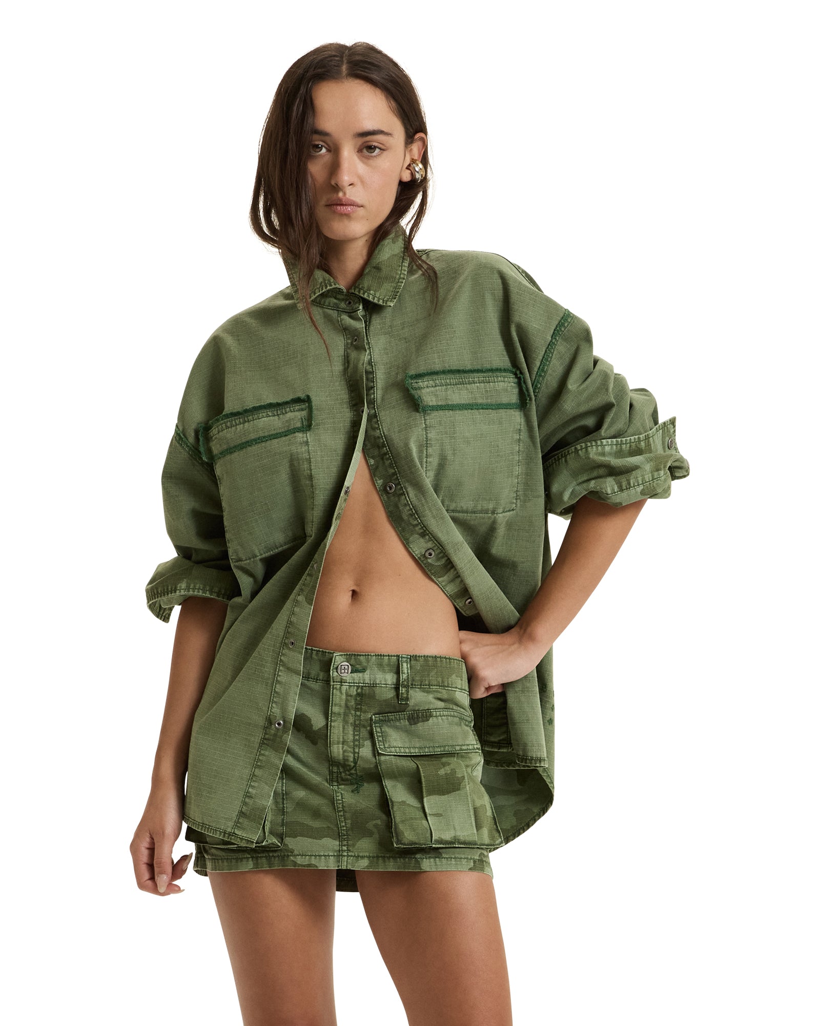 ASTRA CARGO SHIRT HASH CAMO - Military Style Tactical Shirt for Outdoor Adventure, Hiking & Camping - Durable Combat Shirt with Multiple Pockets