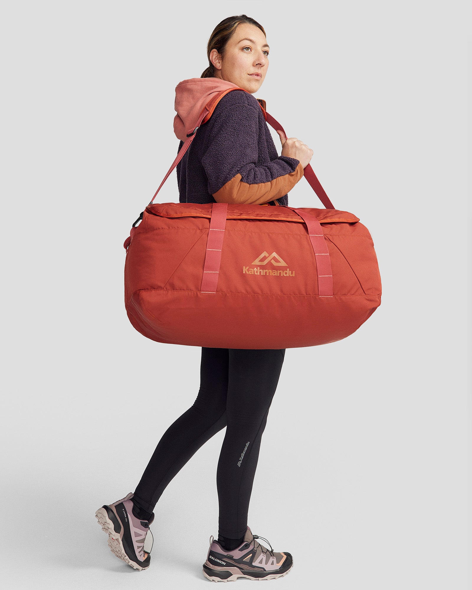 Indus Base Duffel 50L Travel Duffle Bag - Redwood Color for Gym, Travel & Outdoor Adventures
