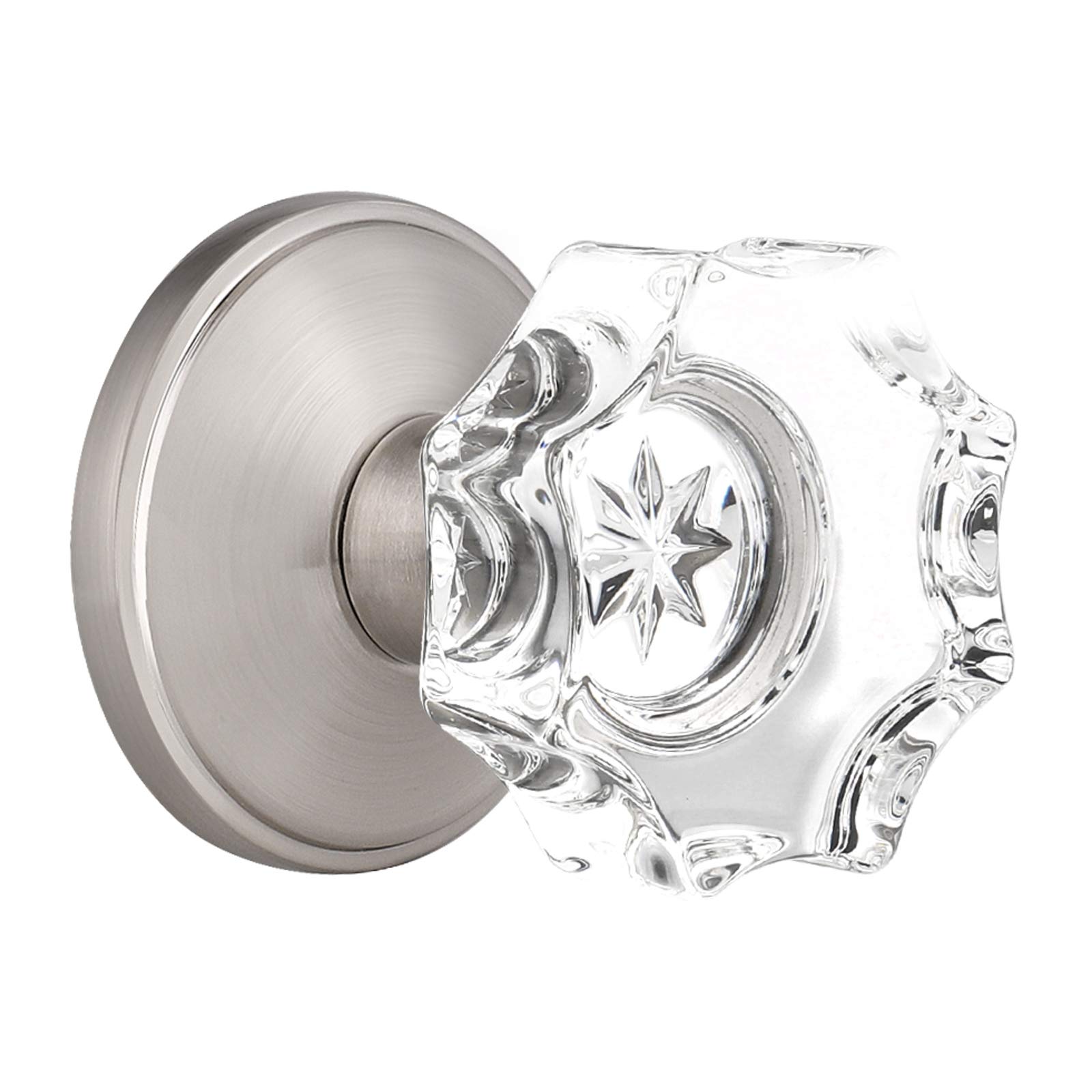 Gobekor 10 Pack Fluted Glass Door Knobs with Victorian Plate Rosettes - Brushed Nickel Finish for Interior Doors, Hallways & Closets - Elegant Vintage Hardware for Home Renovation & Restoration Projects