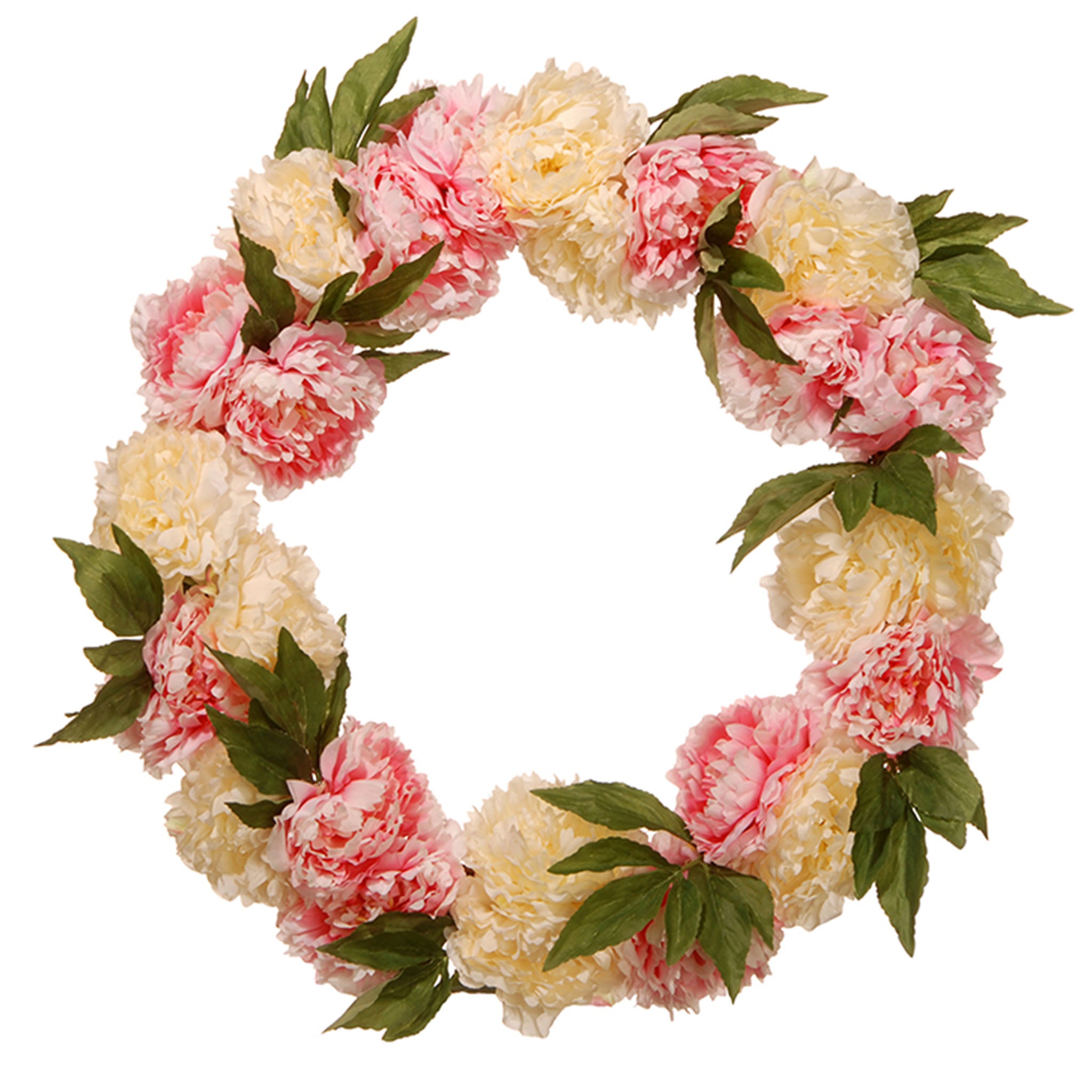 24 Inch Spring Wreath with Pink and White Peony Flowers & Greenery - Elegant Front Door Decor for Easter, Mother's Day & Home Decoration