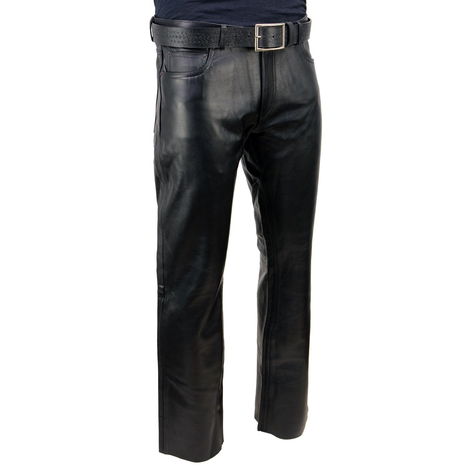 Premium Men's Leather Motorcycle Pants - Milwaukee Leather Classic Fit 5 Pocket Biker Trousers LKM5790 | Durable Riding Gear for Cruiser & Harley Riders | Perfect for Long Distance Touring & Daily Commute