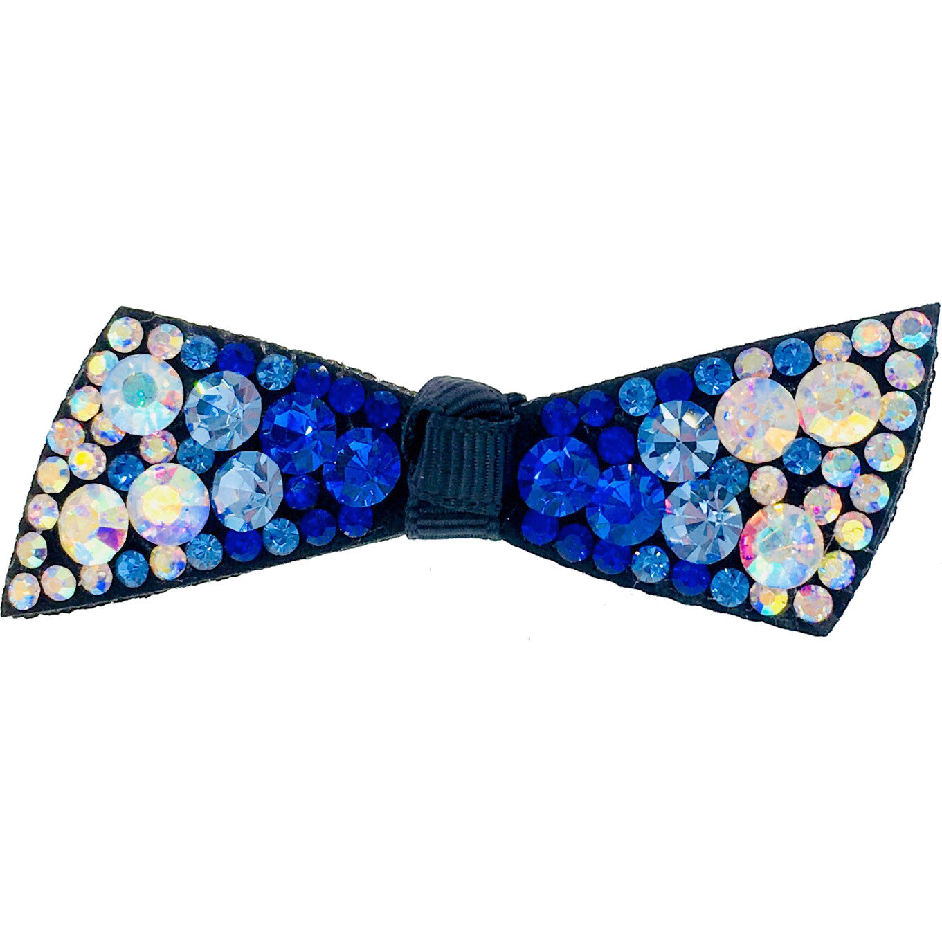 Elegant Swarovski Crystal Bow Knot Hair Clip - Acrylic Black Base with Royal Blue AB Finish | Perfect for Weddings, Prom, Parties & Special Occasions