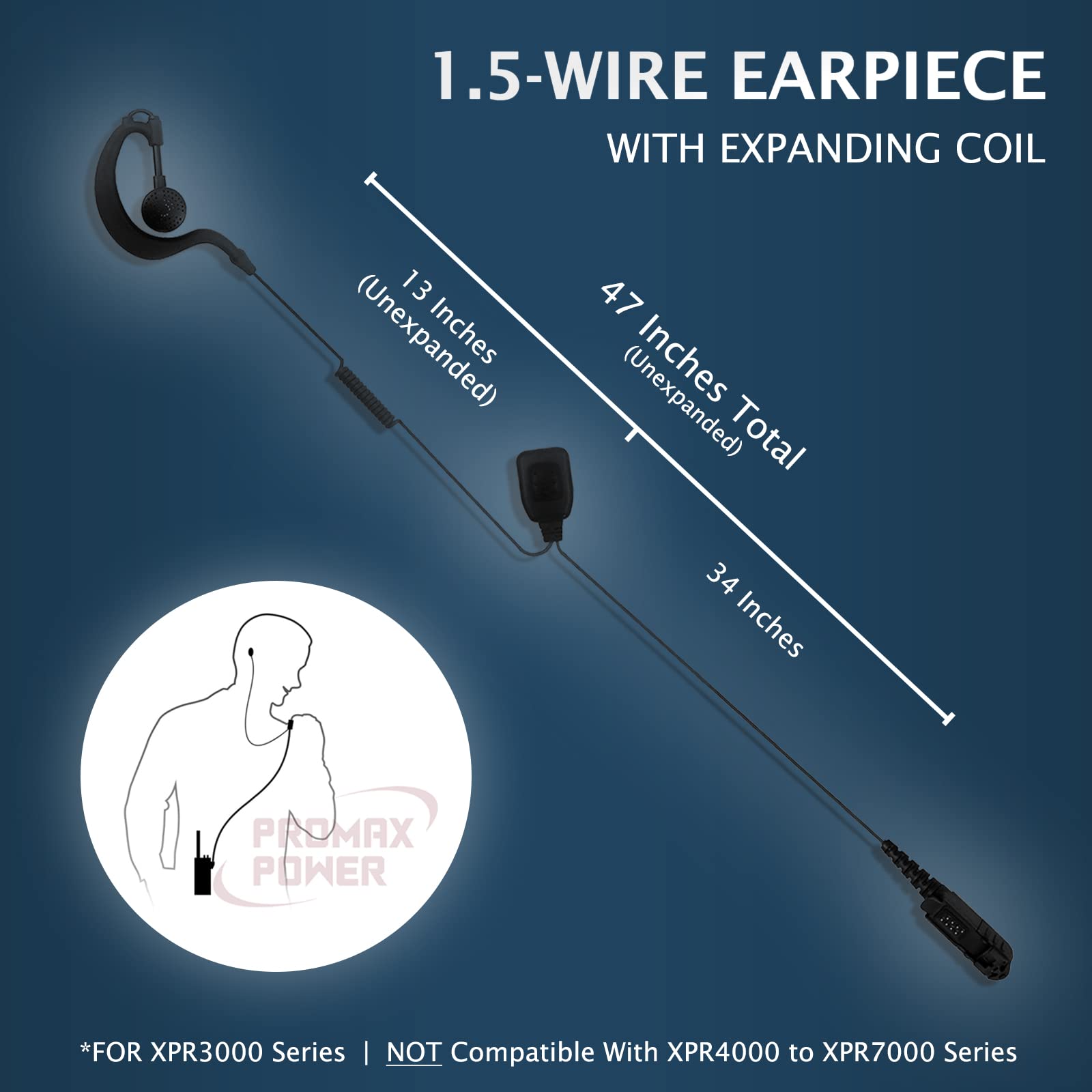 ProMaxPower Two-Way Radio Headset Earpiece G-Shape - Compatible with Motorola XPR3300e XPR3500e DP2600 DP3441 MTP3550 (5 Pack) - Ideal for Security, Construction & Event Communication