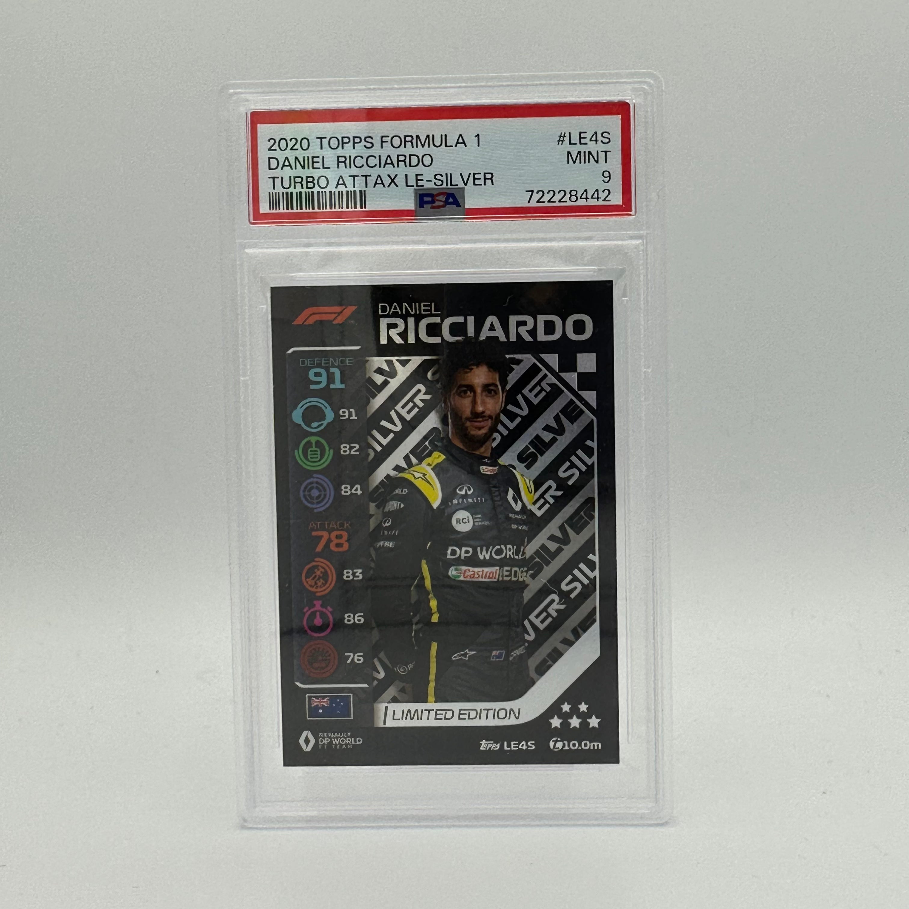 PSA 9 Graded Daniel Ricciardo #LE4S Limited Edition Silver F1 Racing Card - Perfect for Collectors, Sports Memorabilia & Formula 1 Fans