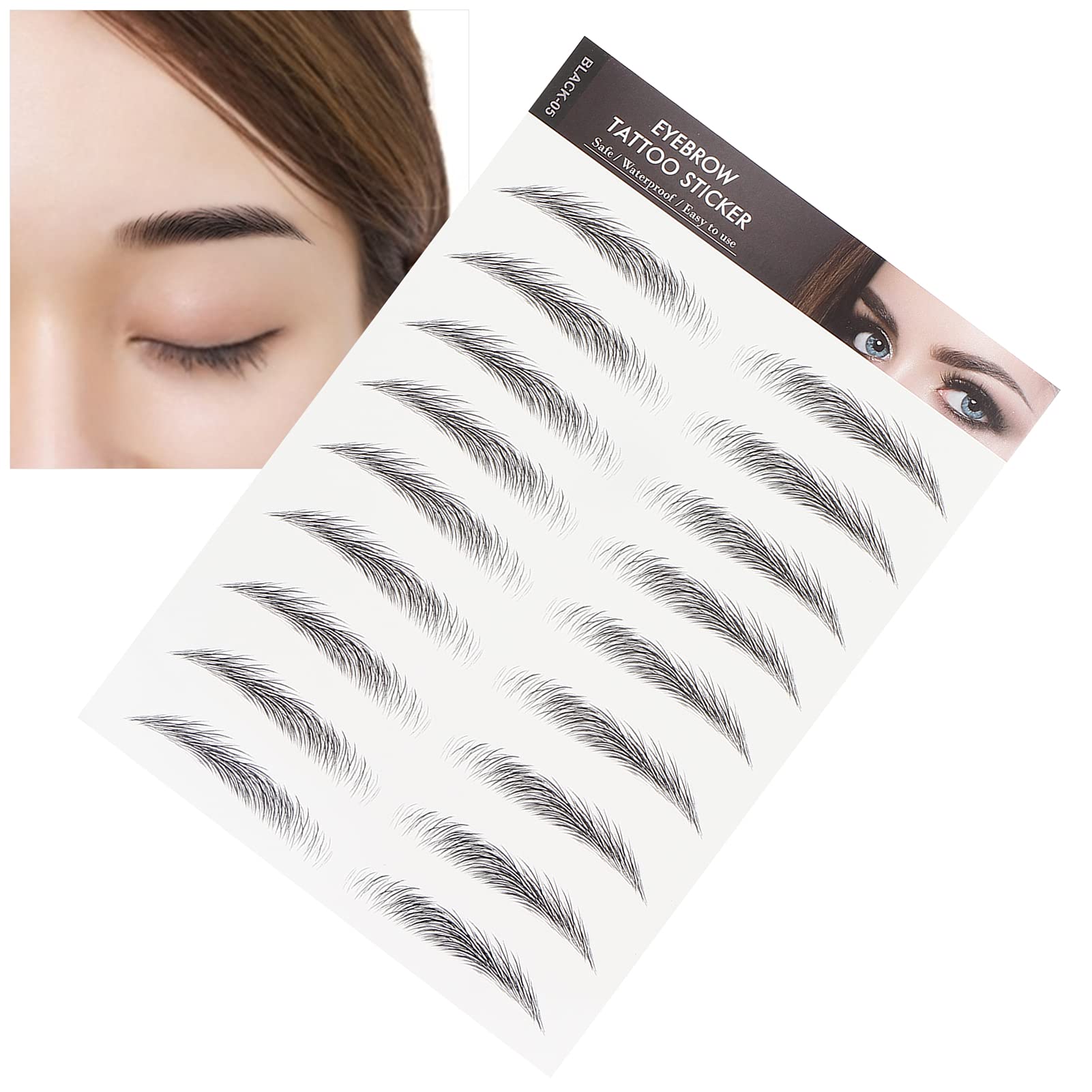 Long Lasting Eyebrow Tattoo Stickers - Waterproof & Smudge-Proof Temporary Eyebrow Transfers for Women (Black-05) | Perfect for Daily Makeup, Cosplay, and Special Occasions