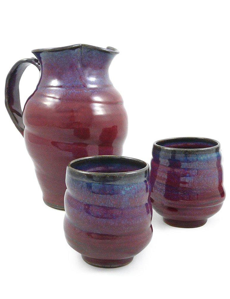 Modern Artisans Plum Perfect Spiral Stoneware Tea Cups - Handcrafted in USA, Set of 2 (8oz Each) - Perfect for Afternoon Tea, Coffee, or Hot Chocolate - Elegant Ceramic Mugs for Home, Office & Gifts