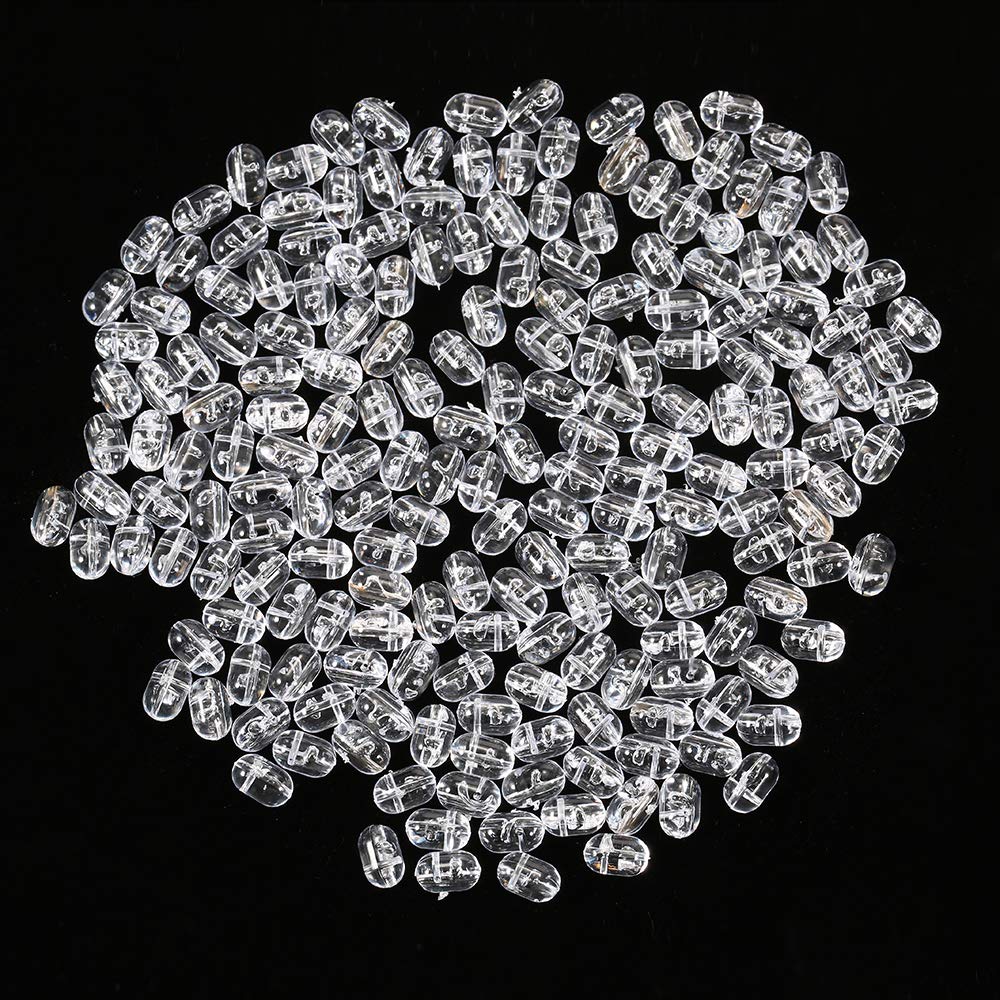 200PCS Clear Double Cross Hole Fishing Beads - Hard Transparent Lure Beads for Freshwater & Saltwater Fishing - Perfect for Bass, Trout, and Salmon Fishing Rigs