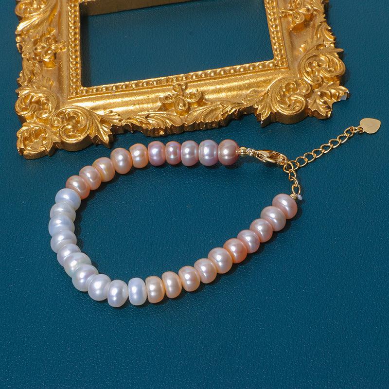 14K Gold Plated Freshwater Pearl Gradient Bracelet for Women - Elegant Stackable Jewelry Gift for Birthday, Anniversary & Special Occasions