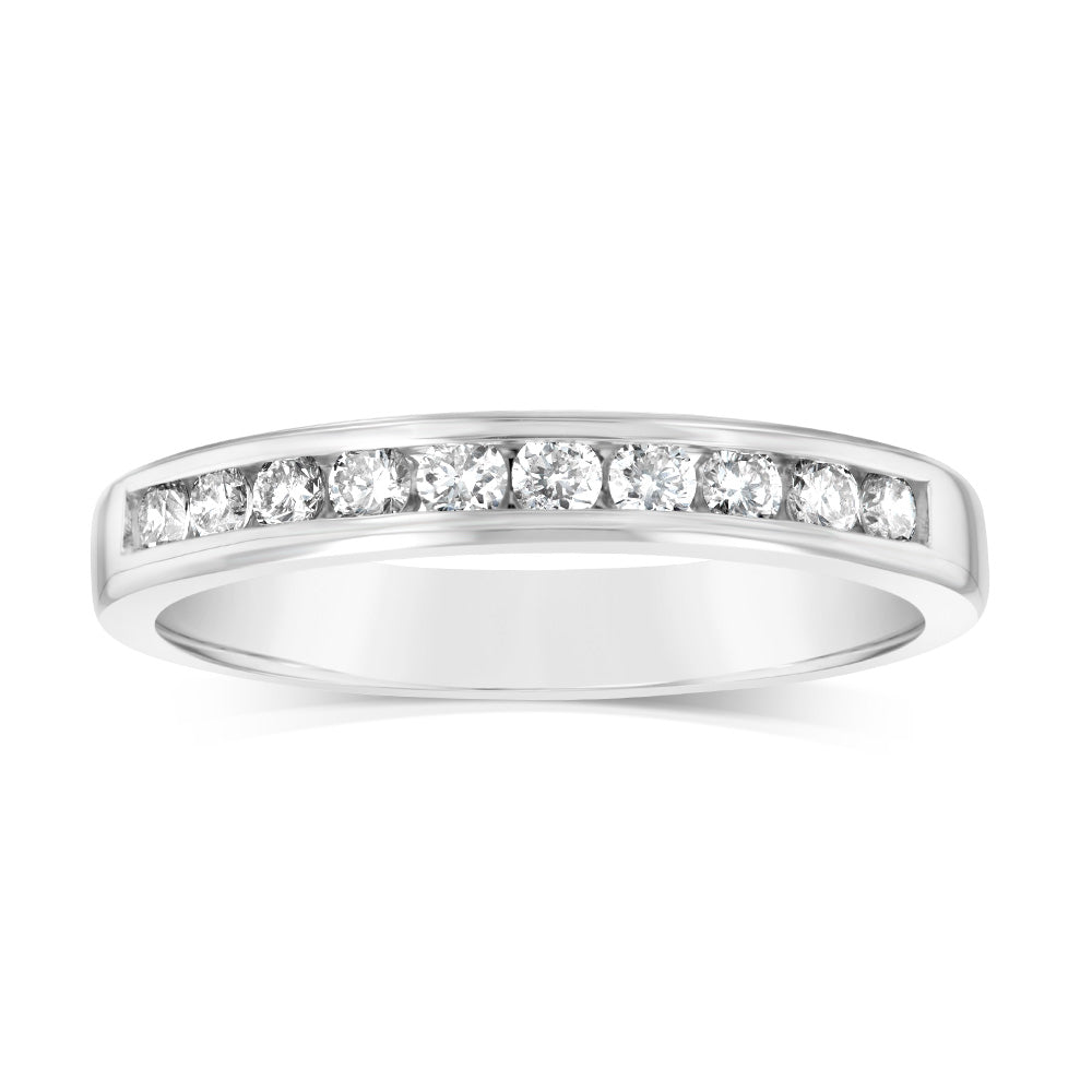 9ct White Gold 1/3 Carat Diamond Eternity Ring with 10 Brilliant Cut Diamonds | Wedding Band, Anniversary Gift, Engagement Ring for Women | Perfect for Proposals, Bridal Jewelry & Special Occasions