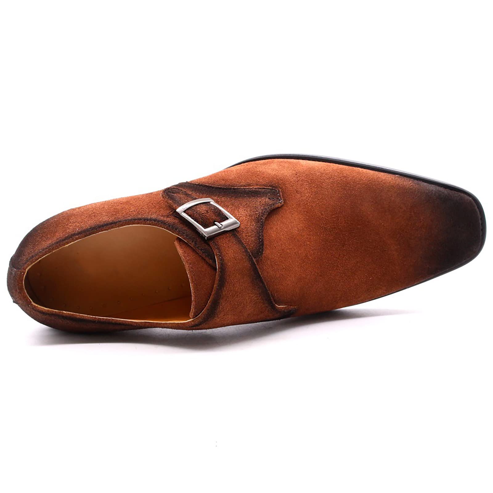 **Men's Genuine Leather Monk Strap Shoes - Black & Brown Business Casual Loafers | Handmade Vintage Style for Office, Wedding & Formal Events**