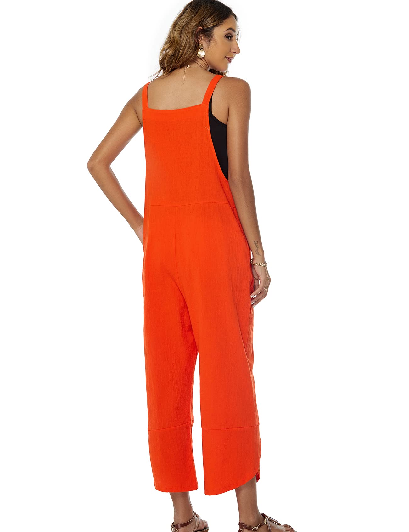 Kissonic Women's Casual Cotton Bib Overalls - Loose Baggy Wide Leg Jumpsuit with Pockets | Comfortable Workwear & Fashion Outfit for Daily Wear, Gardening, and Outdoor Activities