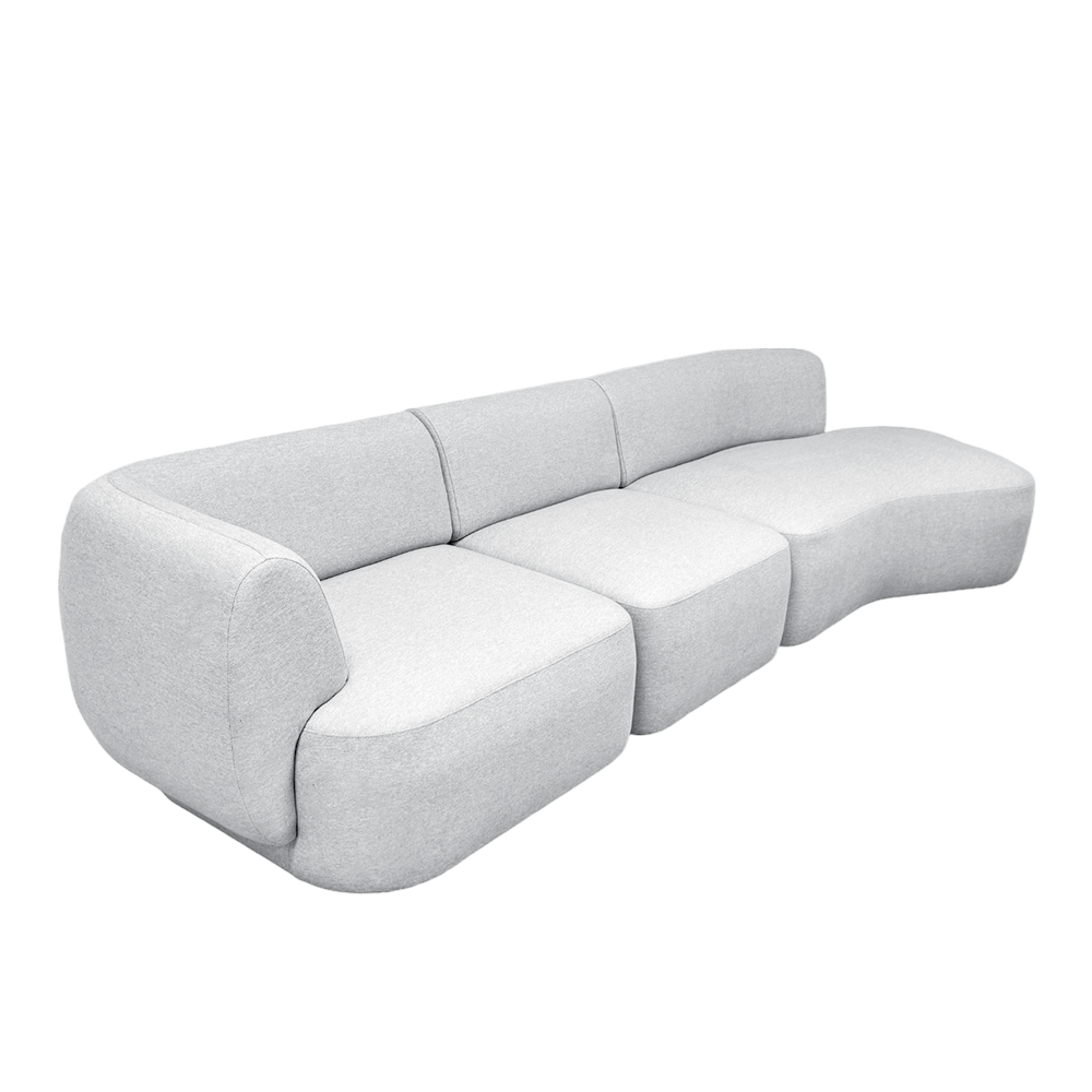 Pebble 4-Seater Chaise Sectional Sofa with EcoClean Fabric - Modern L-Shaped Couch for Living Room, Family Room & Lounge Areas