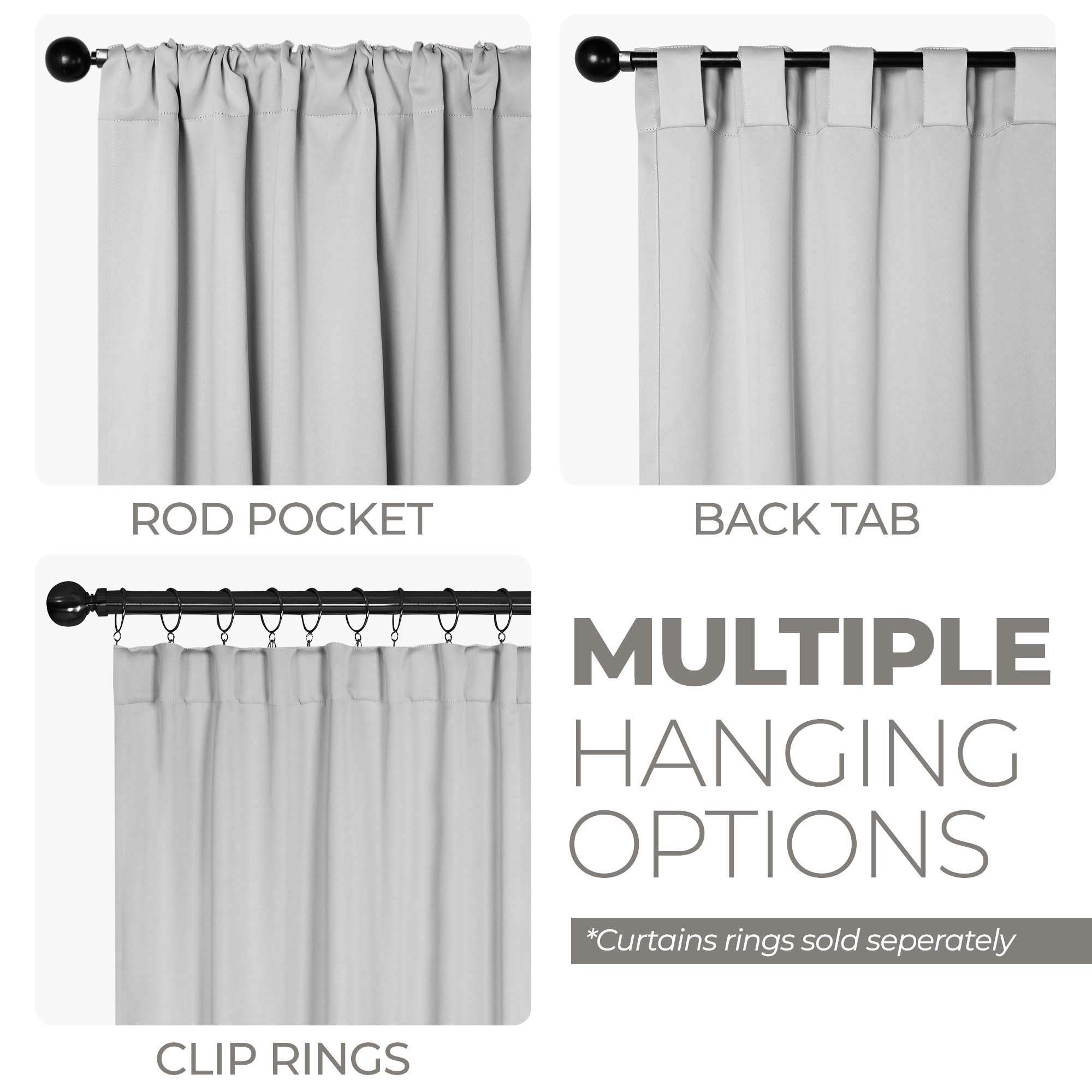 Blackout Curtains for Bedroom - Solid Room Darkening Back Tabs Window Drapes, Set of 2 Panels - Perfect for Nursery, Home Theater & Light Sleepers