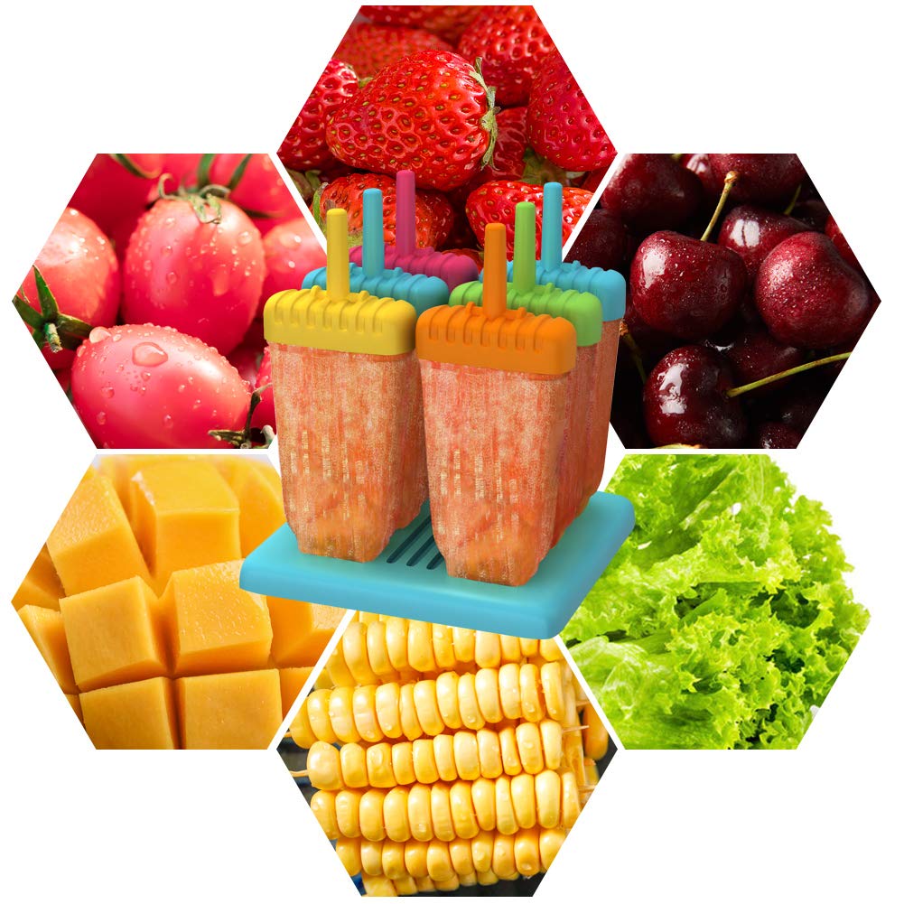 Ozera 6-Pack Reusable Popsicle Molds with Easy Release - BPA-Free Ice Pop Maker for Homemade Frozen Treats, Includes Funnel & Cleaning Brush - Perfect for Summer Snacks, Kids Parties & Healthy Desserts
