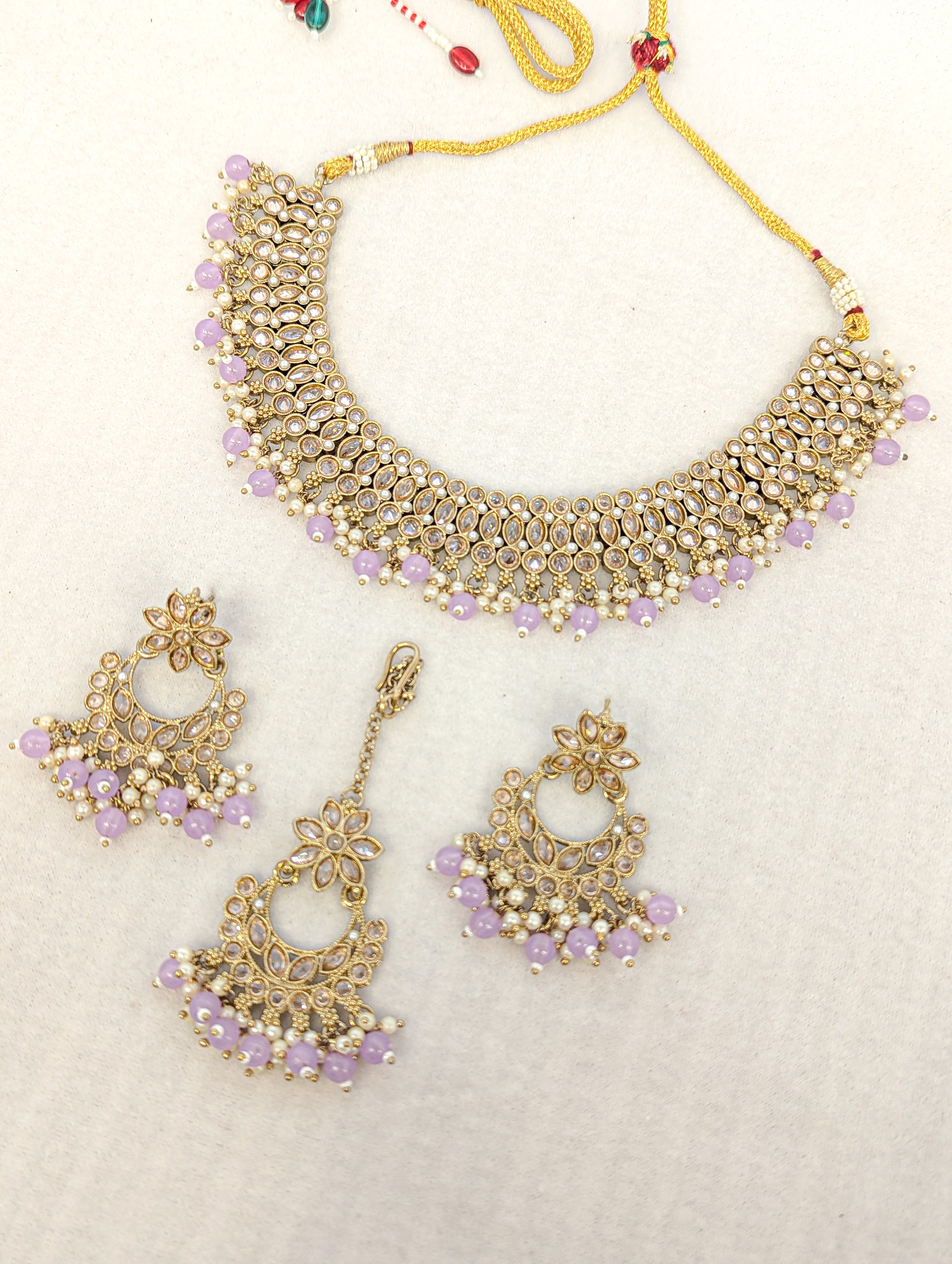 Trisha Polki Full Set Jewelry - Exquisite Handmade Necklace, Earrings & Bracelet Set for Women | Perfect for Weddings, Parties & Special Occasions