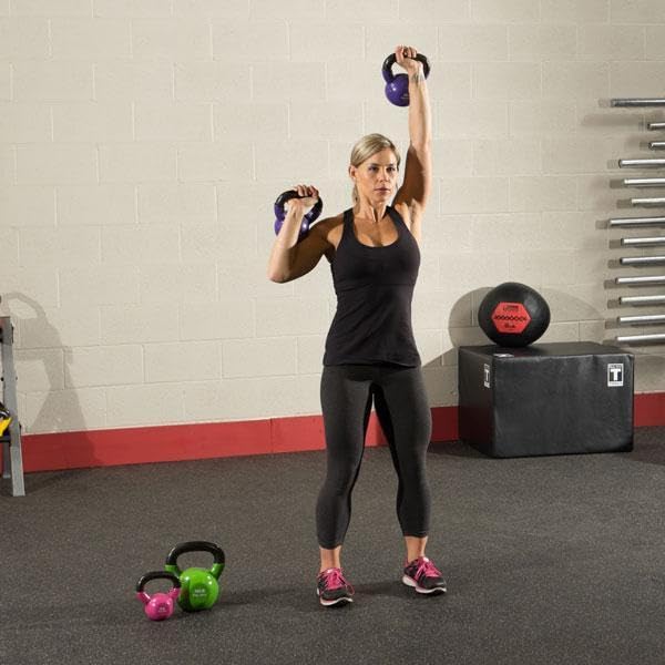 Body-Solid Vinyl Coated Kettlebells with Ergonomic Grip Handles - Premium Weight Training & Core Workout Equipment for Home Gym, CrossFit & Functional Fitness