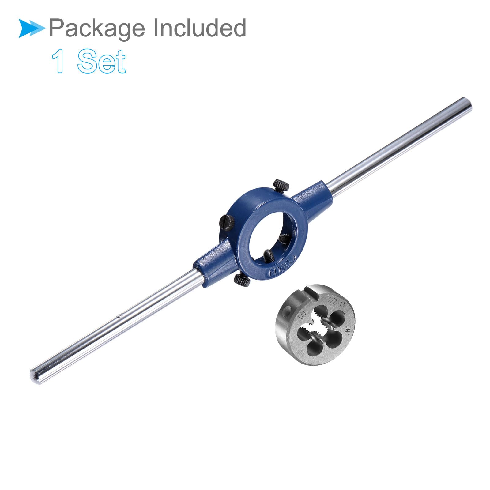 1/2-13 UNC Thread Die Handle Set with 26mm-38mm OD / M12-M16 Die Wrench Tool Kit - Thread Repair Tool for Metal Pipes, Bolts & DIY Projects - Perfect for Plumbing, Automotive & Home Improvement