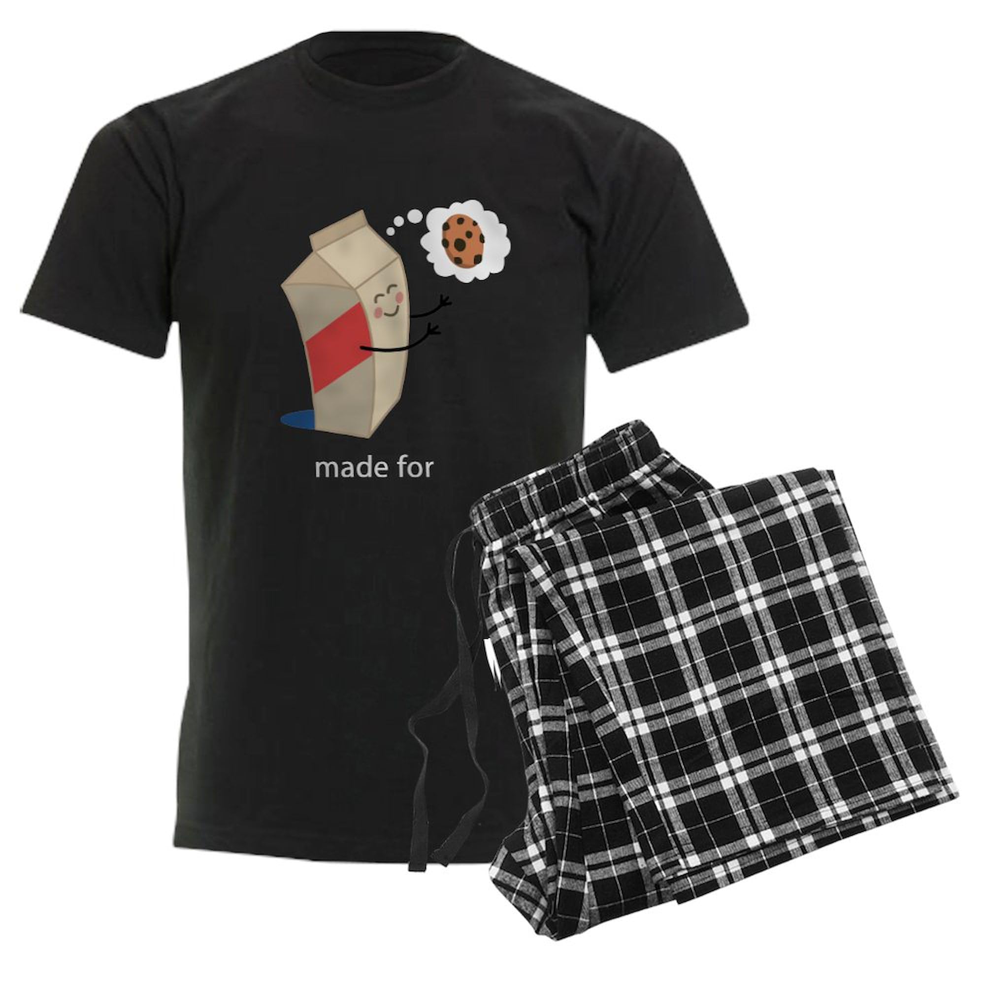 Made For Each Other Cookies And Milk Men's Dark Print Novelty Pajama Set - Comfortable Sleepwear for Relaxing at Home & Cozy Nights