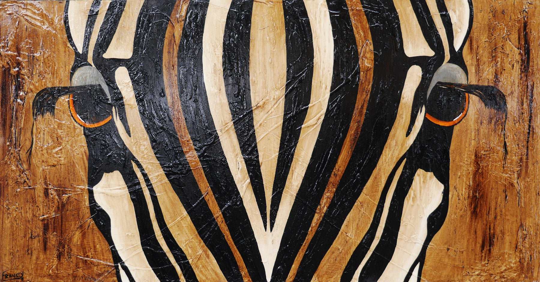 Ranako 190cm x 100cm Zebra Abstract Realism Textured Canvas Wall Art - Modern Home Decor for Living Room, Bedroom & Office
