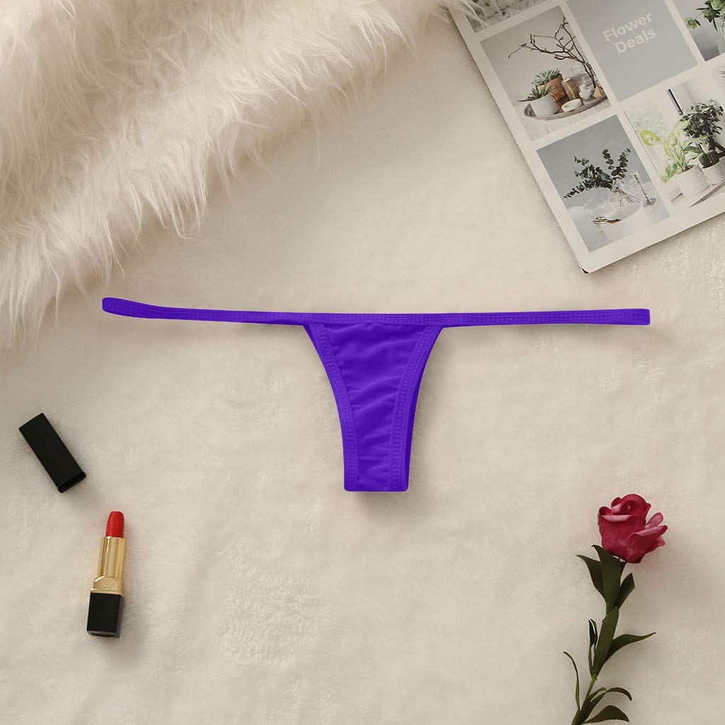 Sexy Lace G-String Thong Panties for Women - Comfortable V-String Lingerie Briefs - Bunny Intimates Underwear (Purple, Small) | Perfect for Valentine's Day, Honeymoon & Romantic Nights