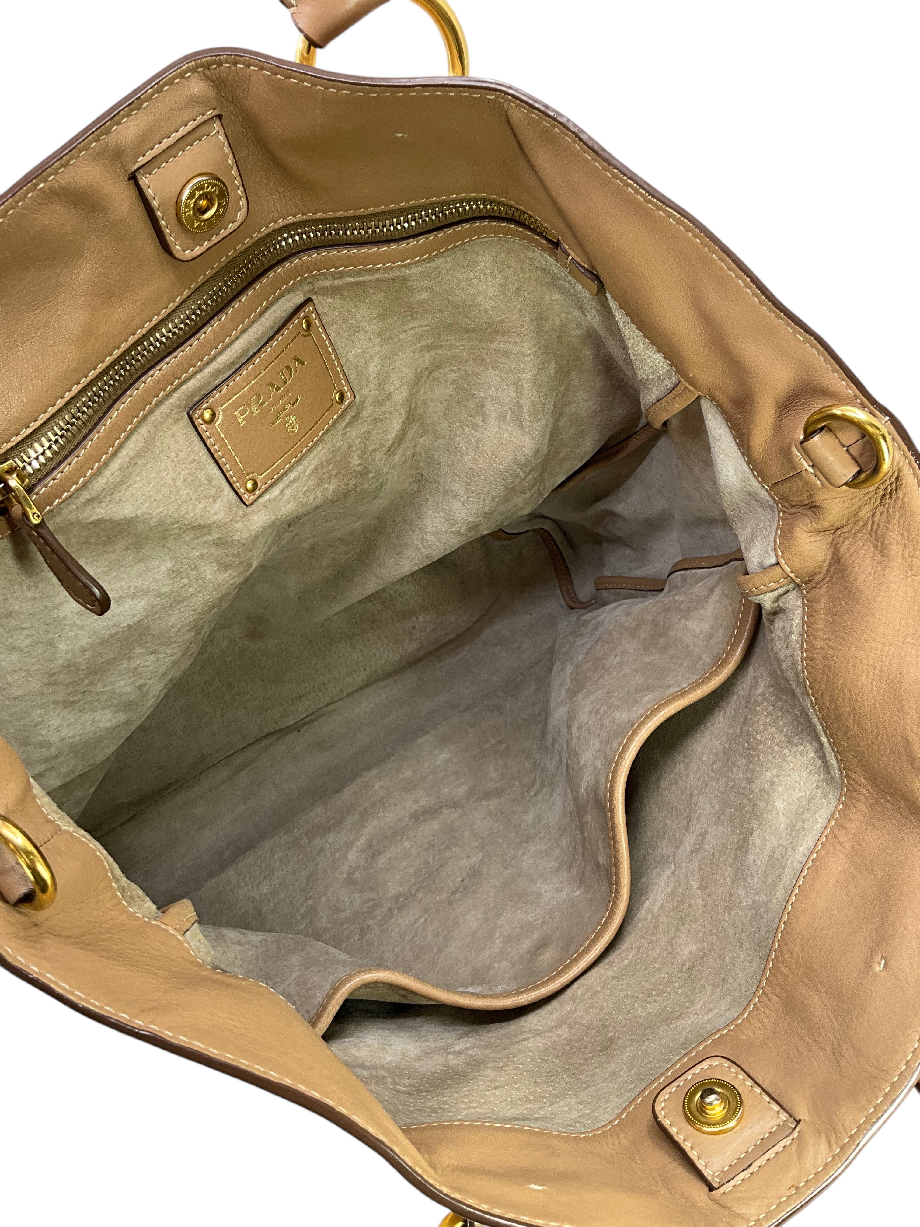 Prada Soft Calfskin Open Shopper Tote Bag - Luxury Leather Handbag for Women | Perfect for Work, Travel & Everyday Use