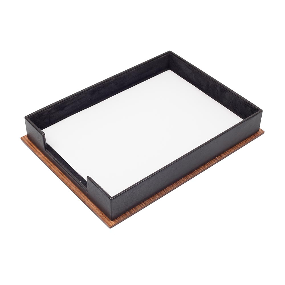 MOOG Star Wooden & Leather Document Tray - Elegant Desk Organizer for Office, Home & Workspace - Perfect for Files, Letters & Stationery Storage