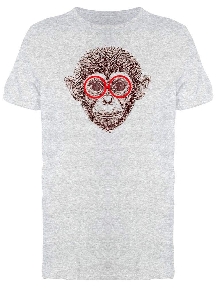 Smartprints Men's Chimpanzee with Round Glasses Graphic T-Shirt - Soft Athletic Heather Tee for Casual Wear & Street Style