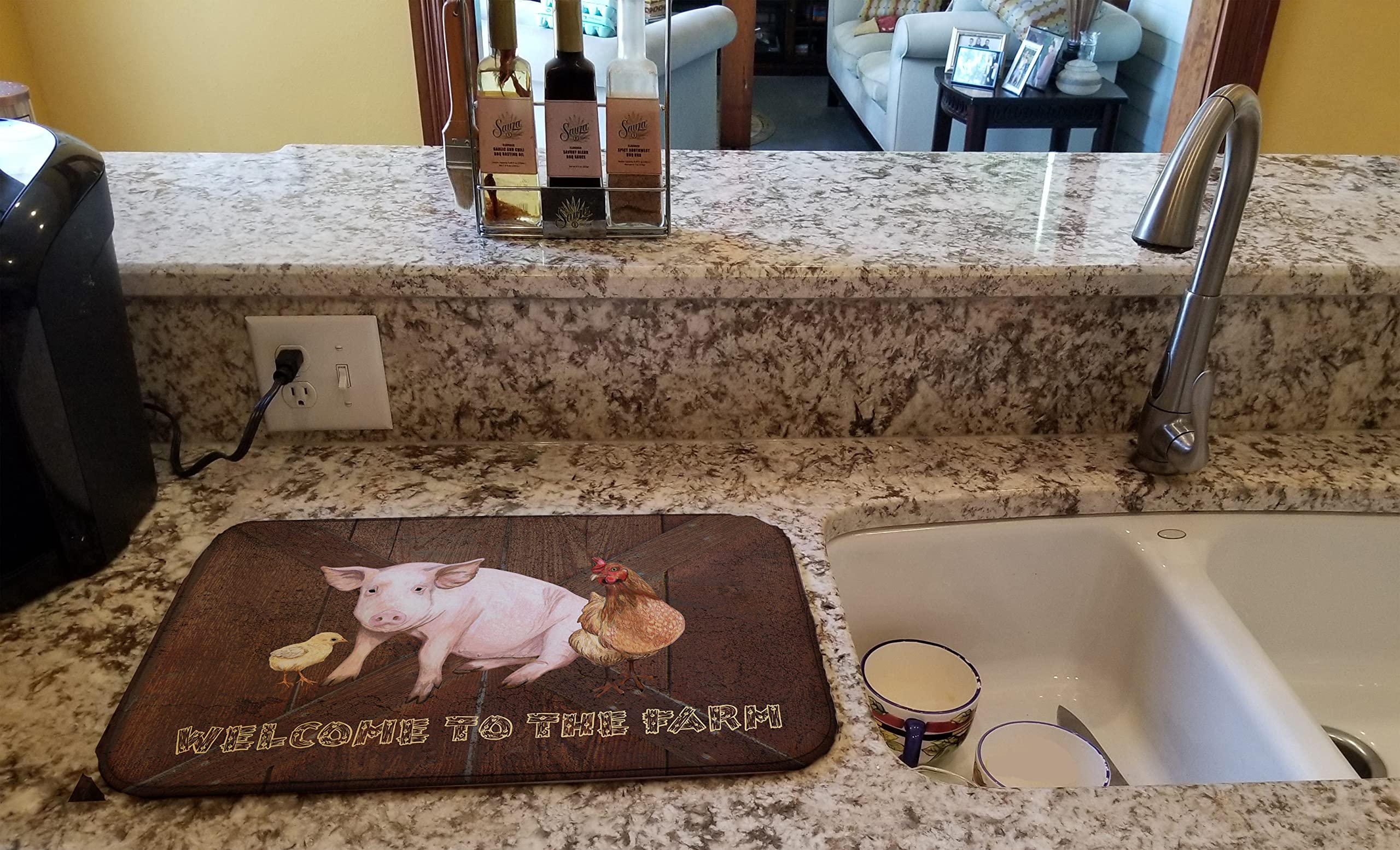 Farm-Themed Absorbent Dish Drying Mat - 14x21