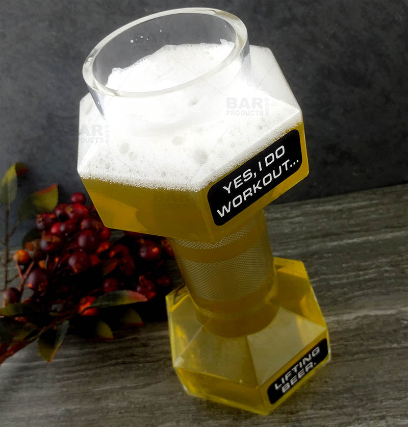 24oz Barbell Beer Glass - Heavy Duty Weightlifting Themed Pint for Gym Enthusiasts & Home Bars - Perfect for Post-Workout Drinks & Man Cave Decor
